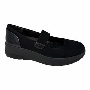 LifeStride Women's Reflection Round Toe Mary Jane Sneakers Black Fabric Size 6M